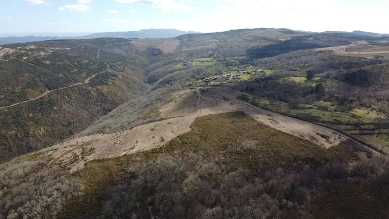 Vista aérea de los montes en restauración en Galicia